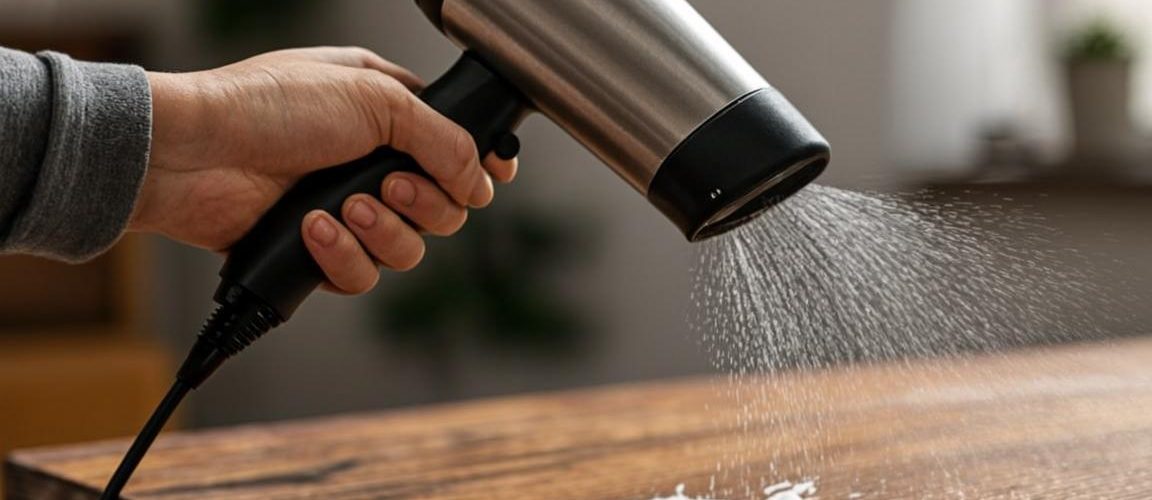 Remove water rings from wood furniture with a hairdryer