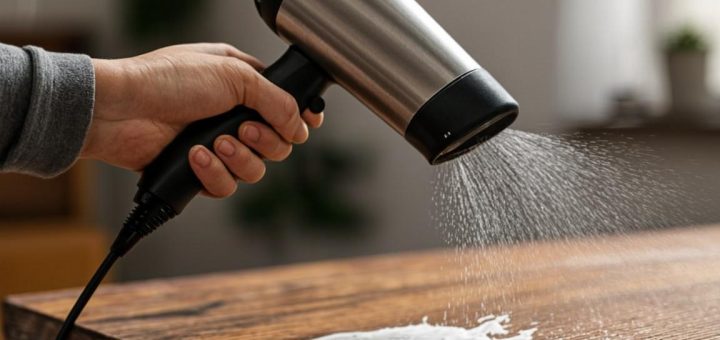 Remove water rings from wood furniture with a hairdryer